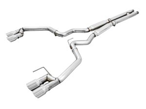 Ford Mustang Performance Exhaust - Rear - AWE Tuning - Cat-Back Track Edition (Quad Tips) - Chrome Silver - `18-`27